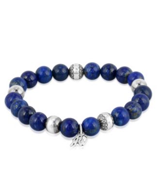Sterling Silver Lapis Lazuli Gemstone Stretch Bracelet, Size Small - Medium