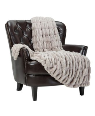 Premium Ruched Faux Fur & Mink Reversible Blanket, Throw