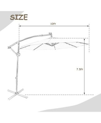 360° Rotation Solar Powered LED Patio Offset Umbrella without Weight Base