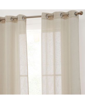 Emily Faux Linen Semi Sheer Light Filtering Transparent Grommet Lightweight Window Curtains Drapery Panels, 2 Panels