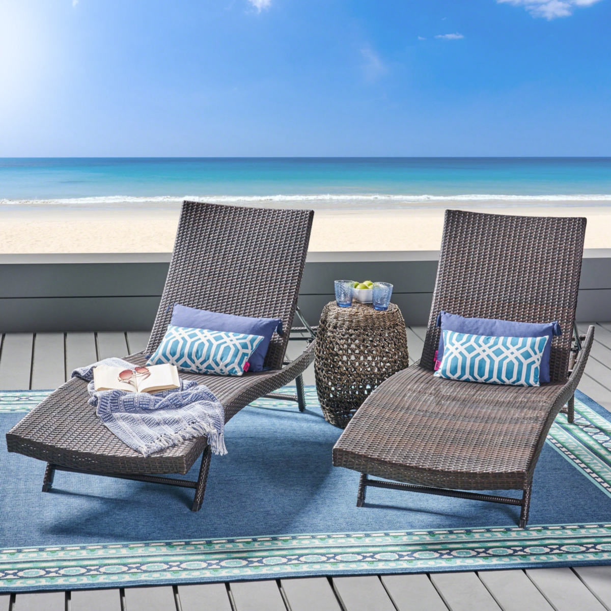 Simplie Fun Modern Outdoor Chaise With Adjustable Back
