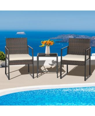 3 Pieces Modern Heavy Duty Patio Furniture Set with Coffee Table