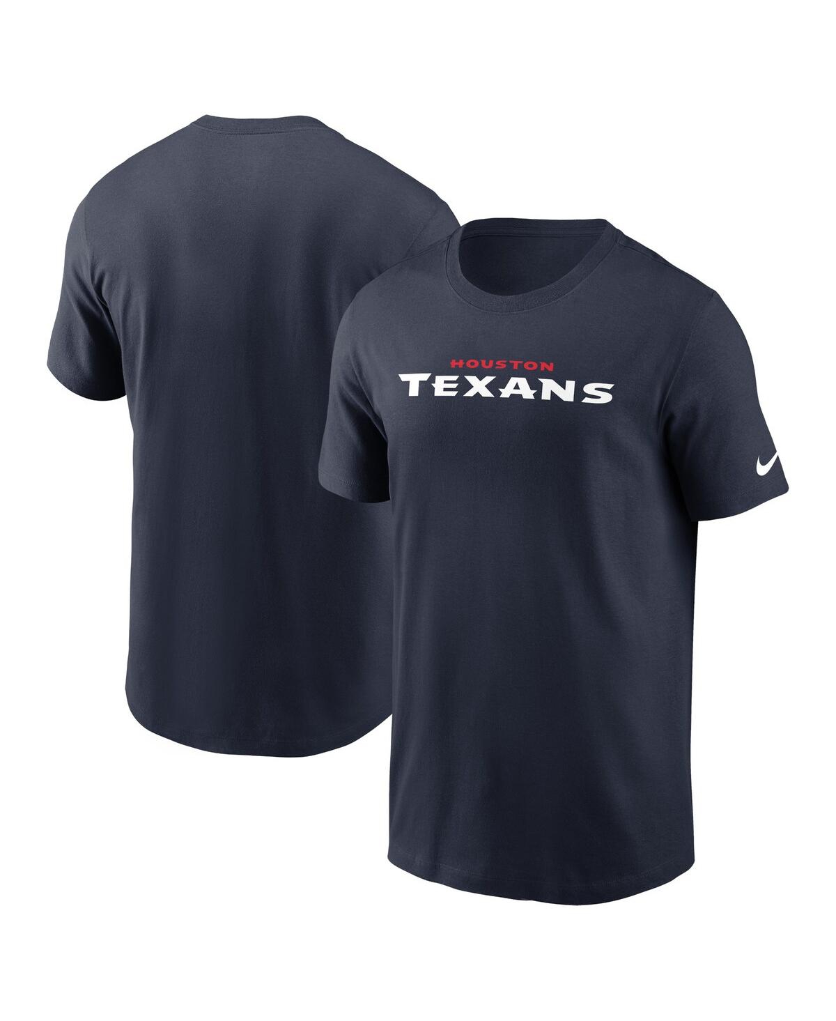 Nike Men's Navy Houston Texans Wordmark Essential T-shirt In Navy