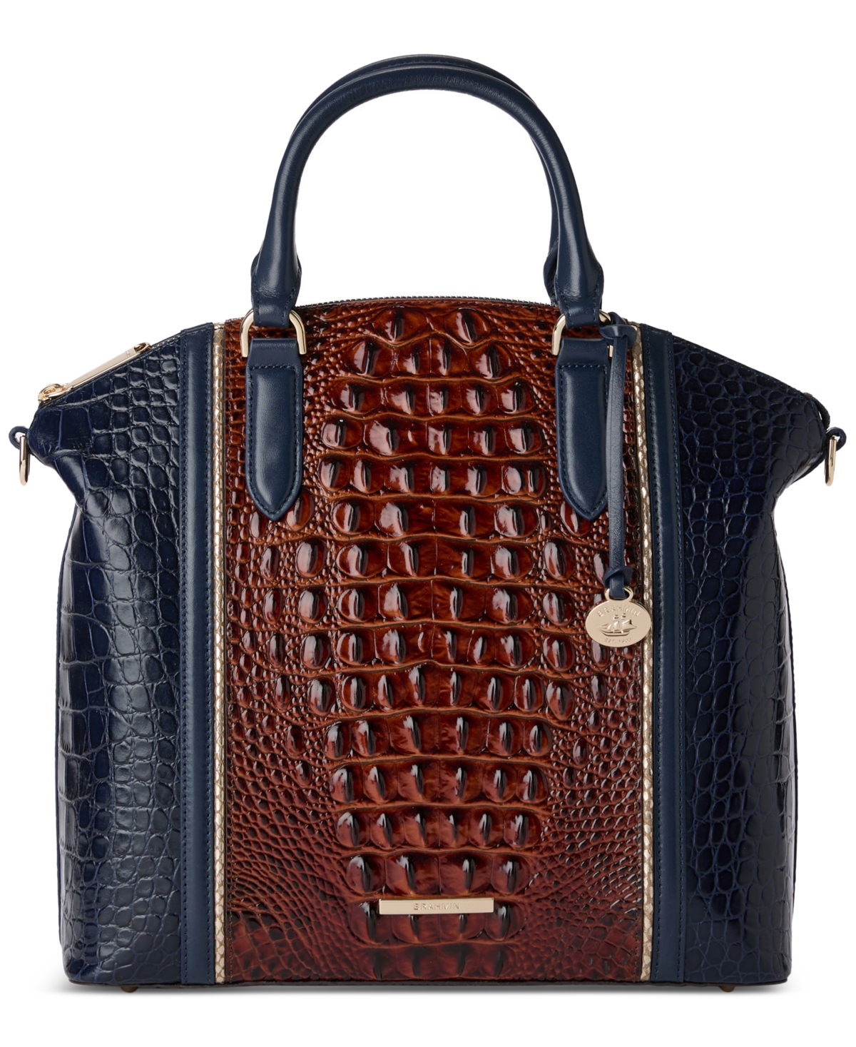 Brahmin Duxbury Bowlin Embossed Leather Satchel Fig Jam Bowlin Smart Closet