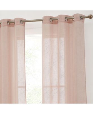 Emily Faux Linen Semi Sheer Light Filtering Transparent Grommet Lightweight Window Curtains Drapery Panels, 2 Panels