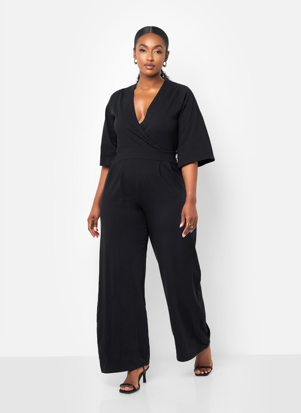Women's Plus Size Karma Pleated Wide Leg Jumpsuit - Brown