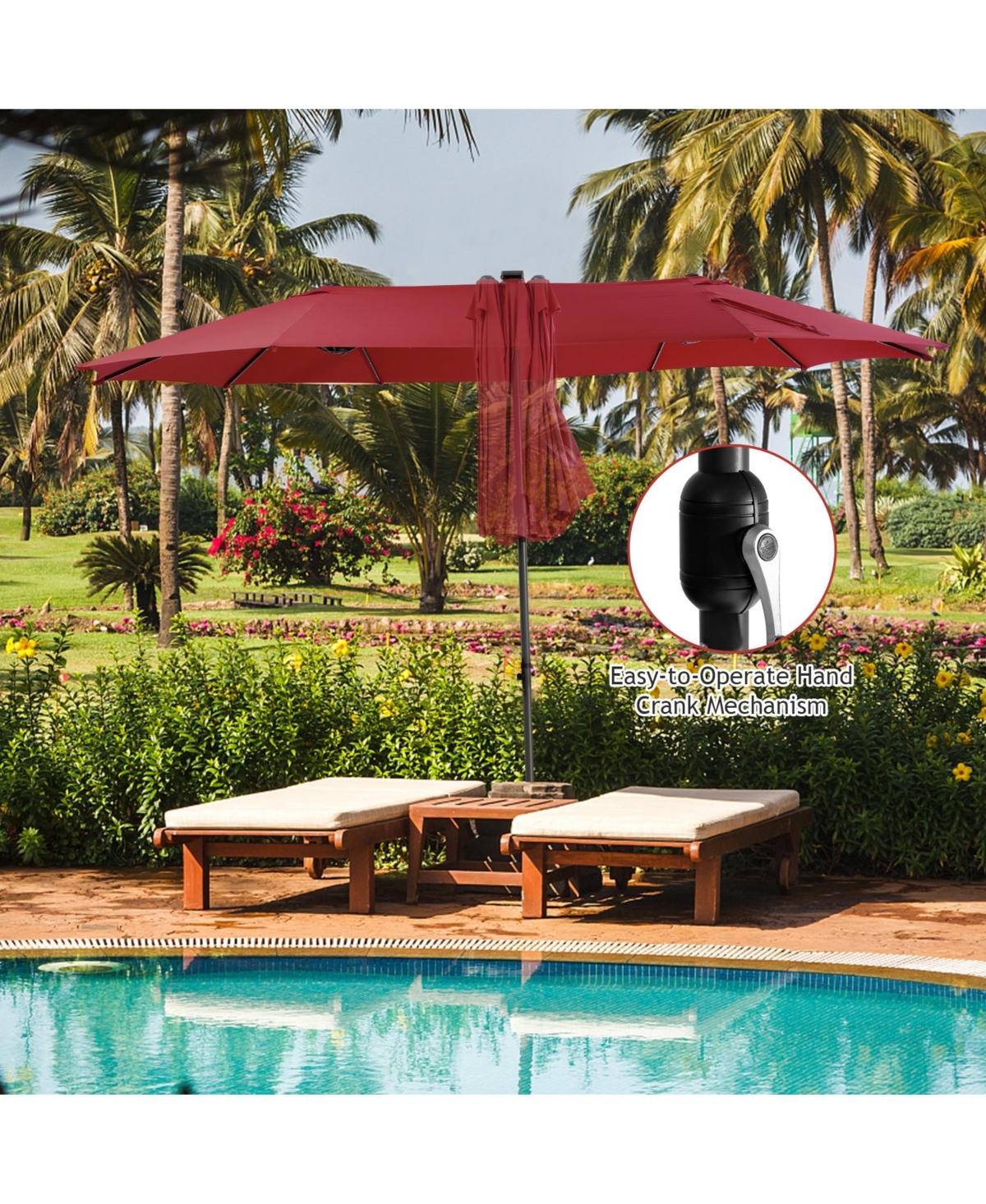 Slickblue Twin Patio Umbrella with Solar Led Lights for Outdoor Shade