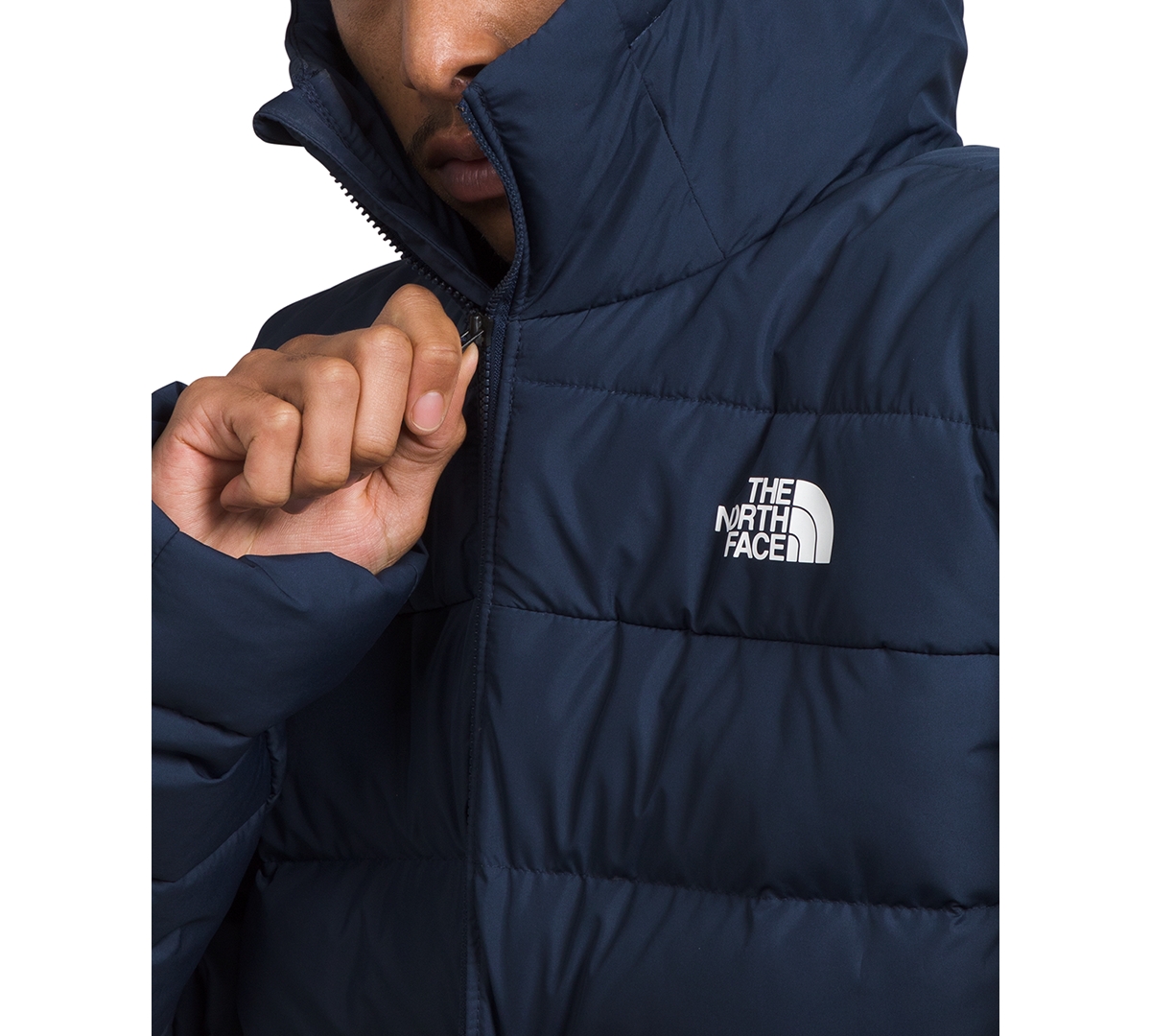 The North Face Men's Aconcagua 3 Zip-front Hooded Puffer Jacket In Summit Navy-npf