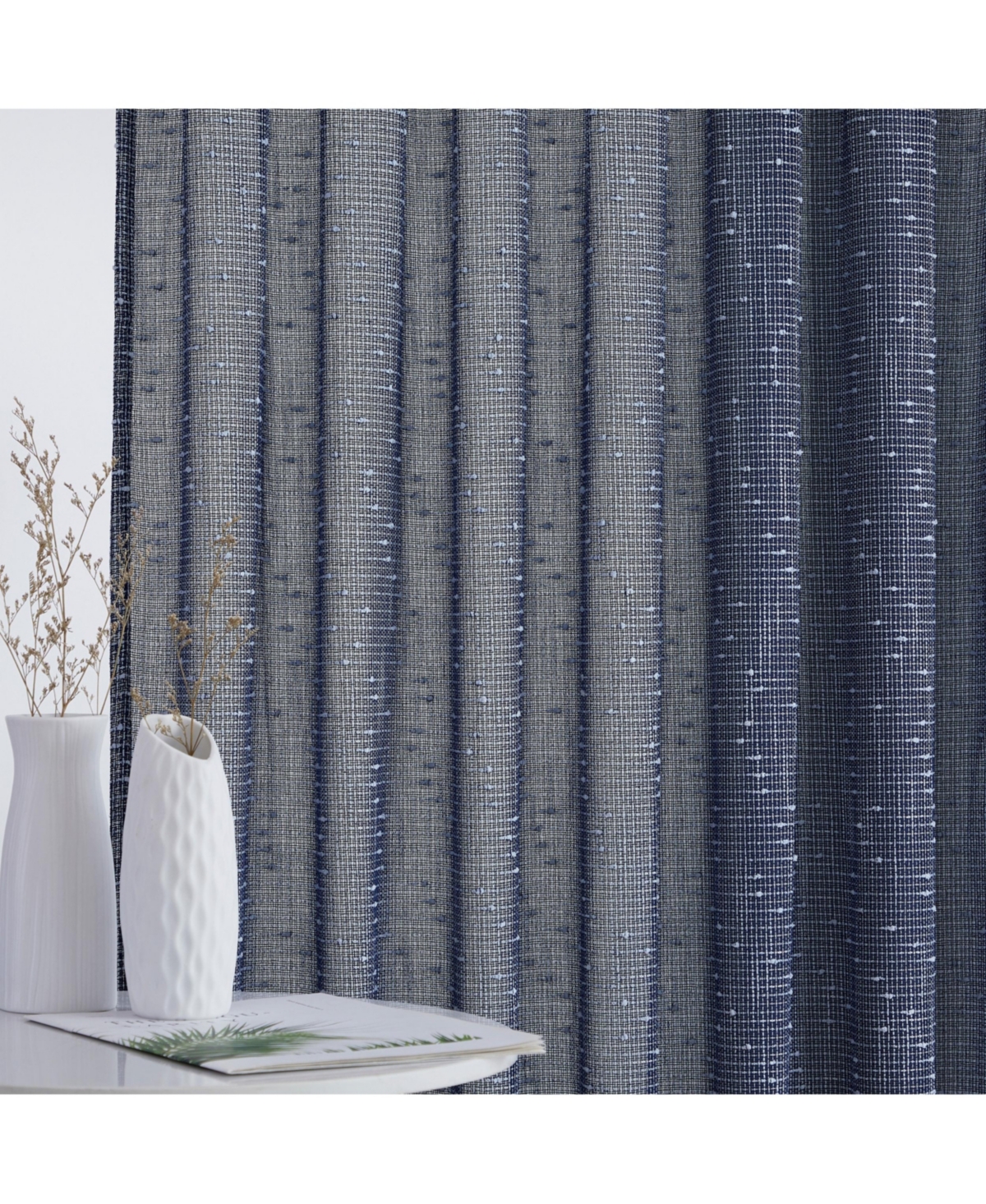 Hlc.me Emily Faux Linen Semi Sheer Transparent Rod Pocket Back Tab Lightweight Window Curtains Wide Panels