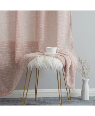 Emily Faux Linen Semi Sheer Transparent Rod Pocket Back Tab Lightweight Window Curtains Wide Panels, Pair