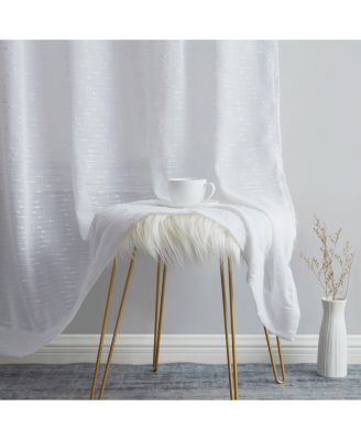 Emily Faux Linen Semi Sheer Transparent Rod Pocket Back Tab Lightweight Window Curtains Wide Panels, Pair