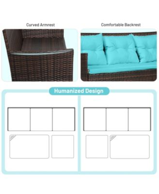 3 Pieces Patio Furniture Sectional Set with 5 Cozy Cushions