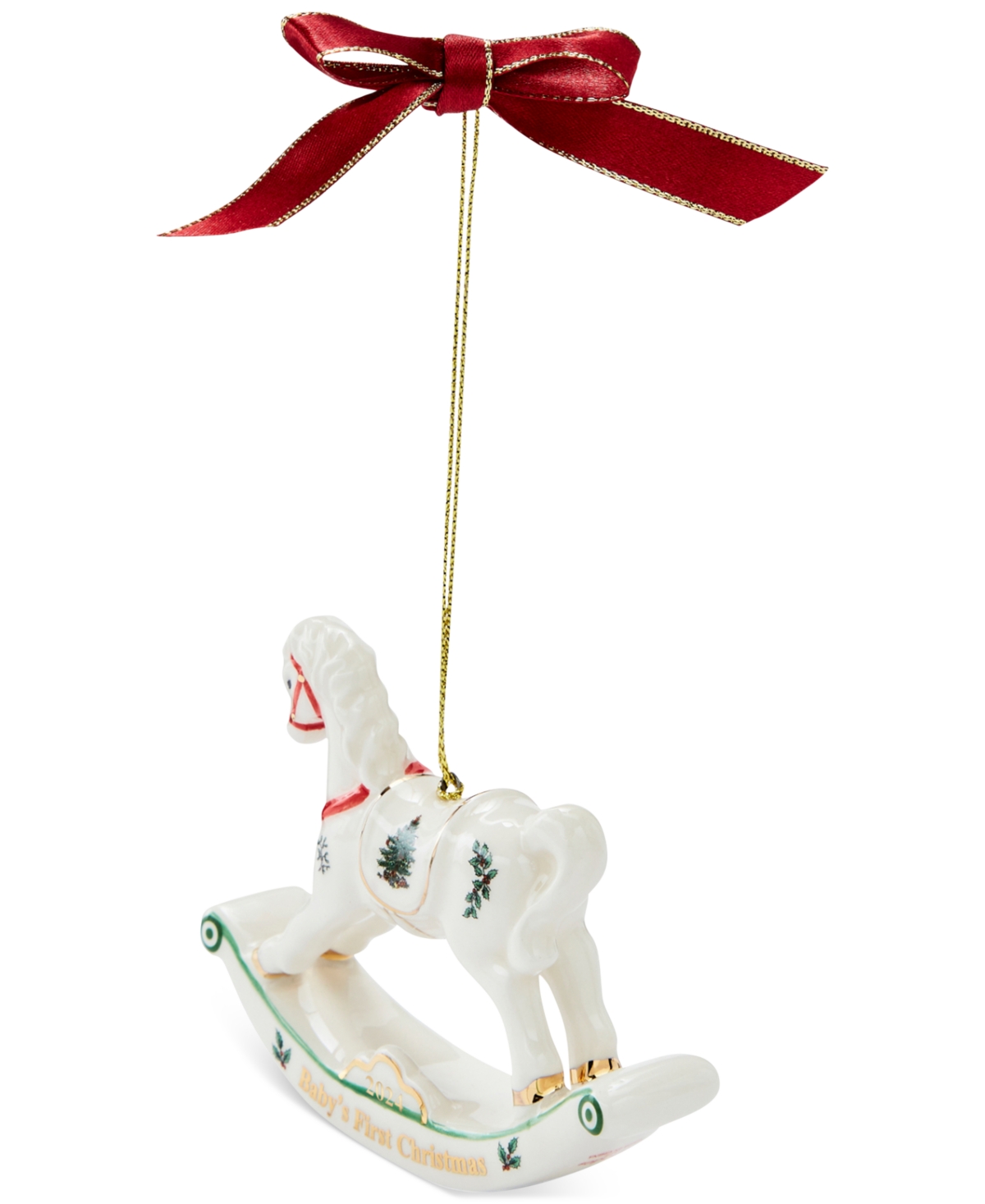 Spode 2024 Baby's 1st Christmas Horse Ornament In Green