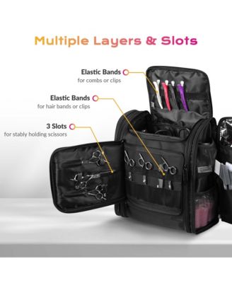Soft Rolling Hair Stylist Train Case w/ Hair Tools Travel Bag Backpack
