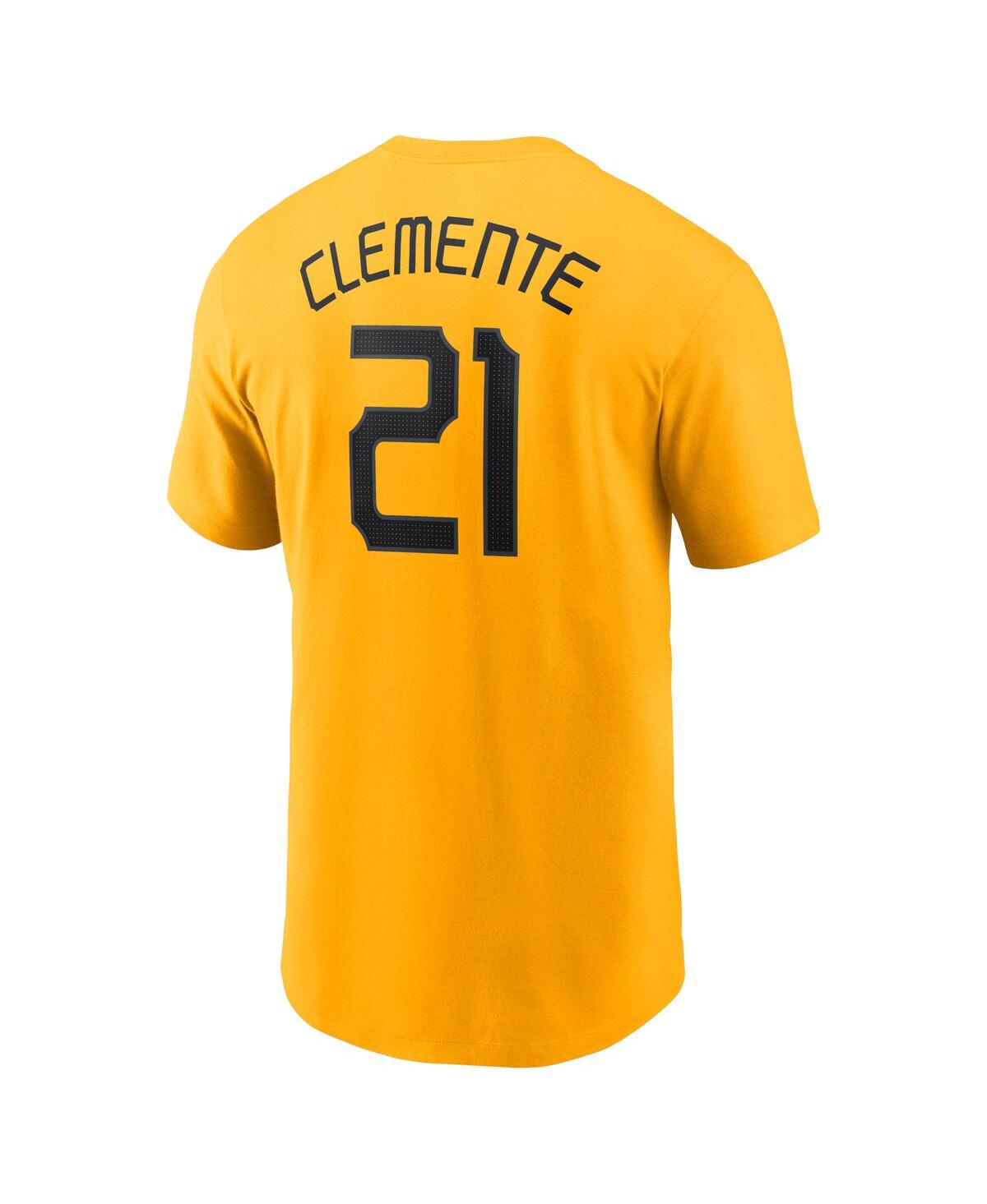 Nike Men's Roberto Clemente Gold Pittsburgh Pirates City Connect Fuse Name Number T-Shirt