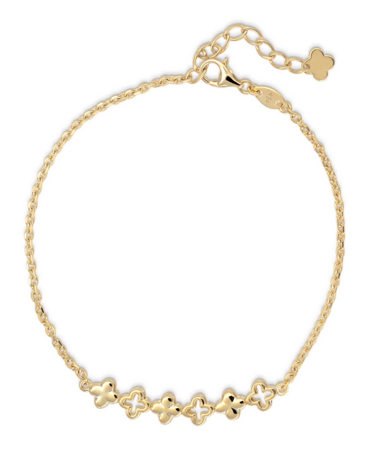 Devata Clover Chain Bracelet in 14K 6.5 in adj to in, approx. 2.5 grams - Gold