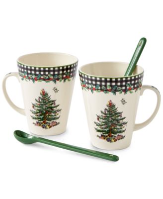 Spode - Christmas Tree 2024 Annual 4-Pc. Mug & Spoon Set