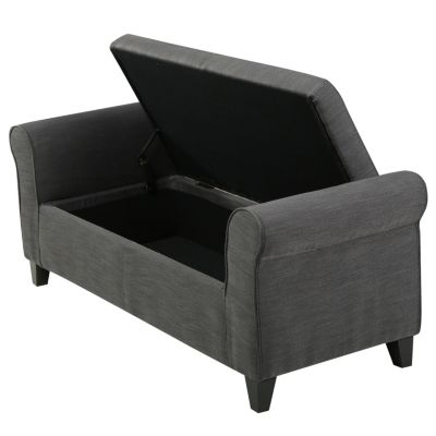 Upholstered Storage Bench With Rolled Arms