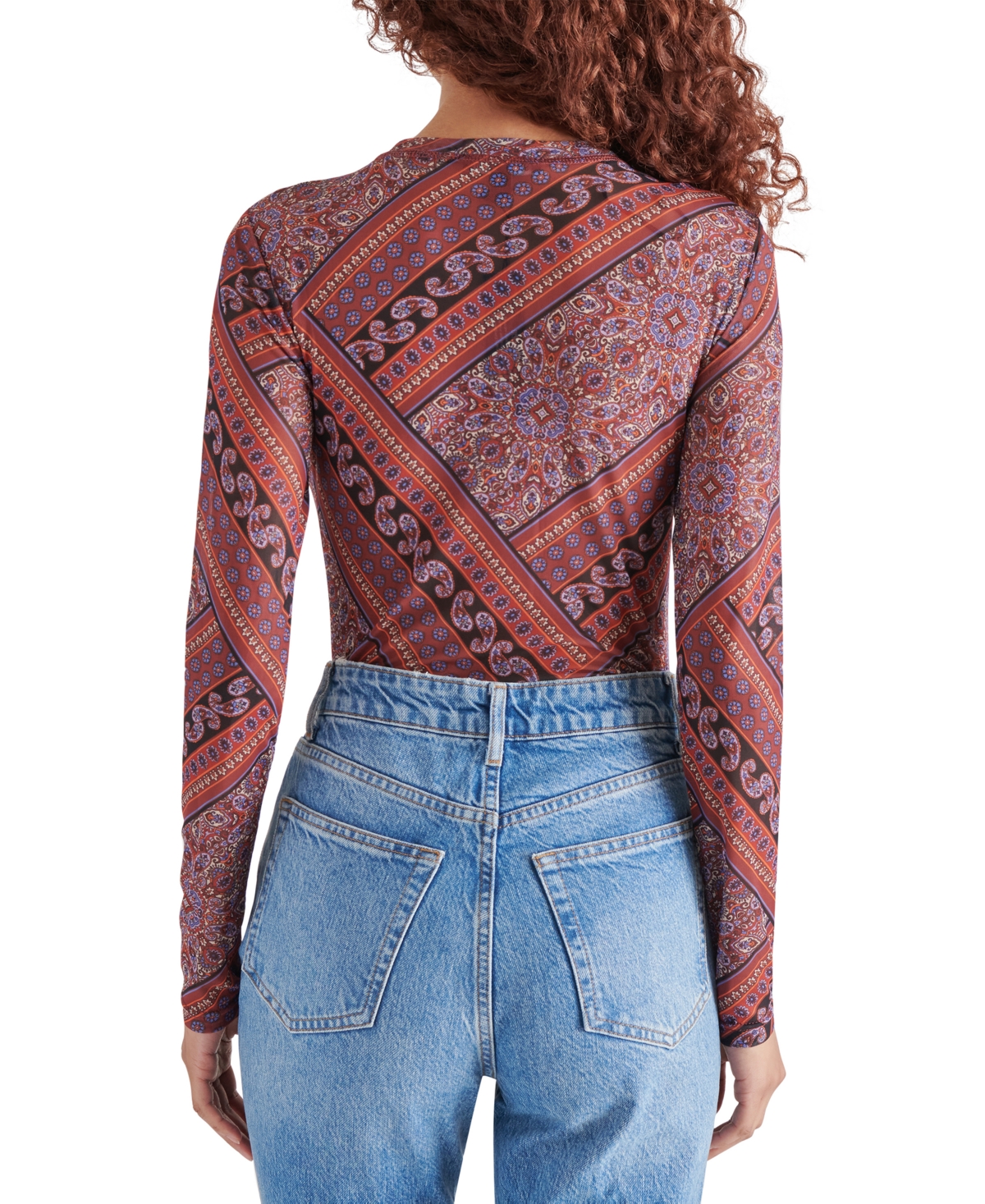 Steve Madden Women's Paisley Long-Sleeve Bodysuit