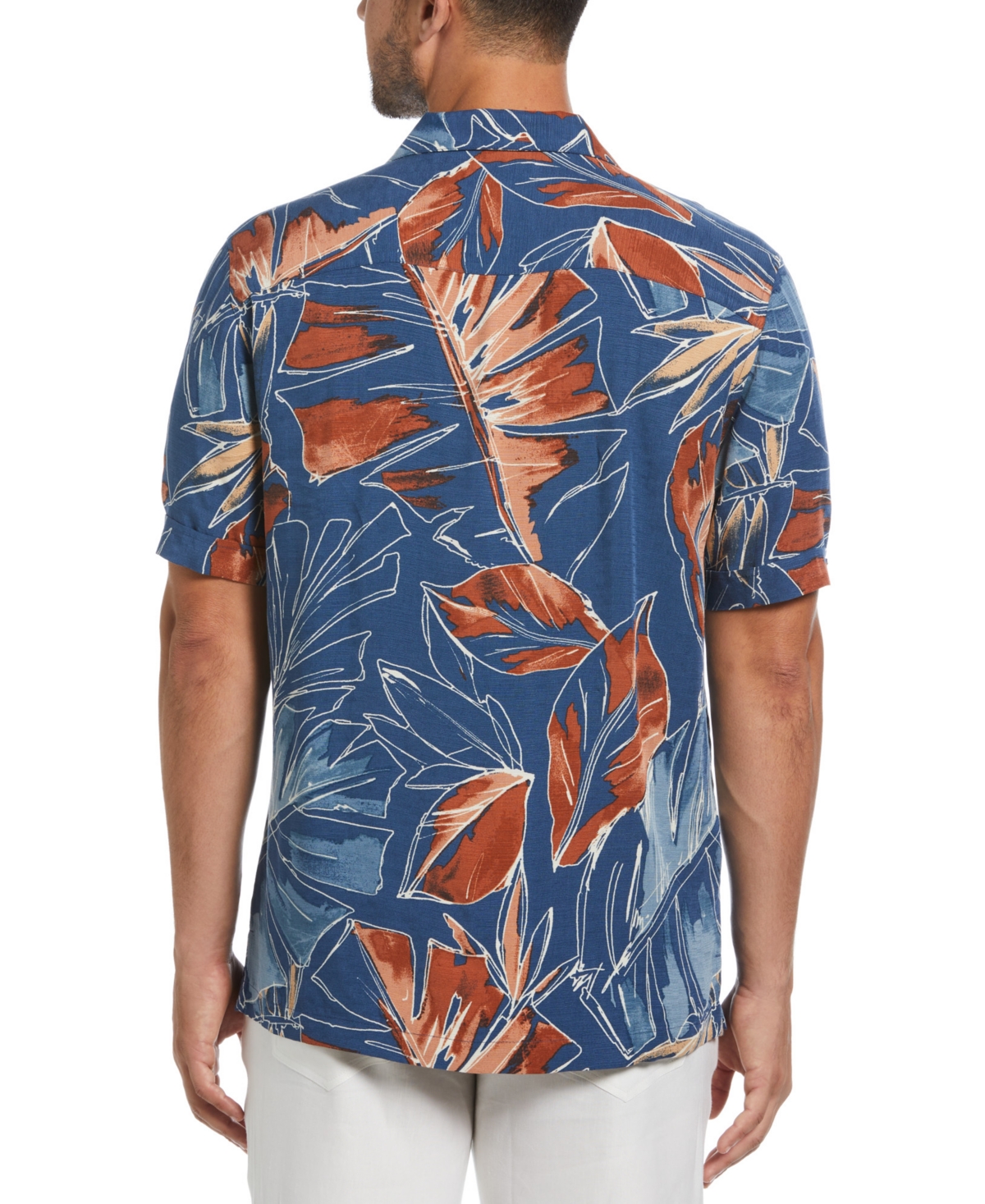 Cubavera Men's Big & Tall Short Sleeve Button-Front Oversized Tropical Print Camp Shirt