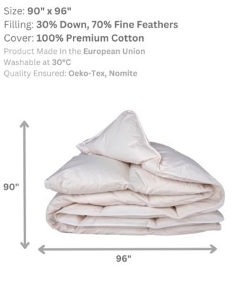 LUXE Collection - European Down And Feather Lightweight Comforter, 100% Cotton Cover