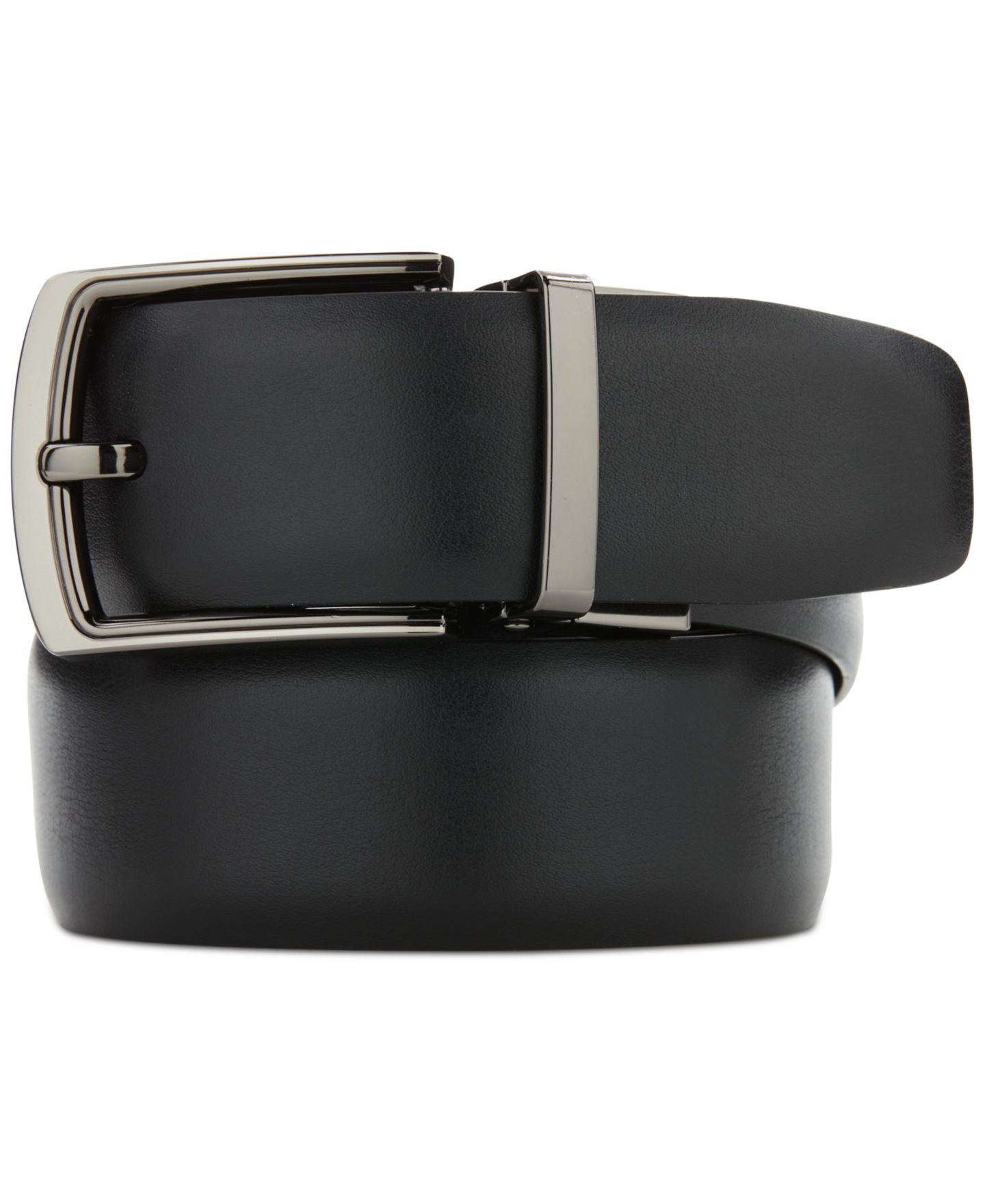 Мужской ремень Perry Ellis Portfolio Halfmoon Belt, цвет: Чёрный — фото 1
