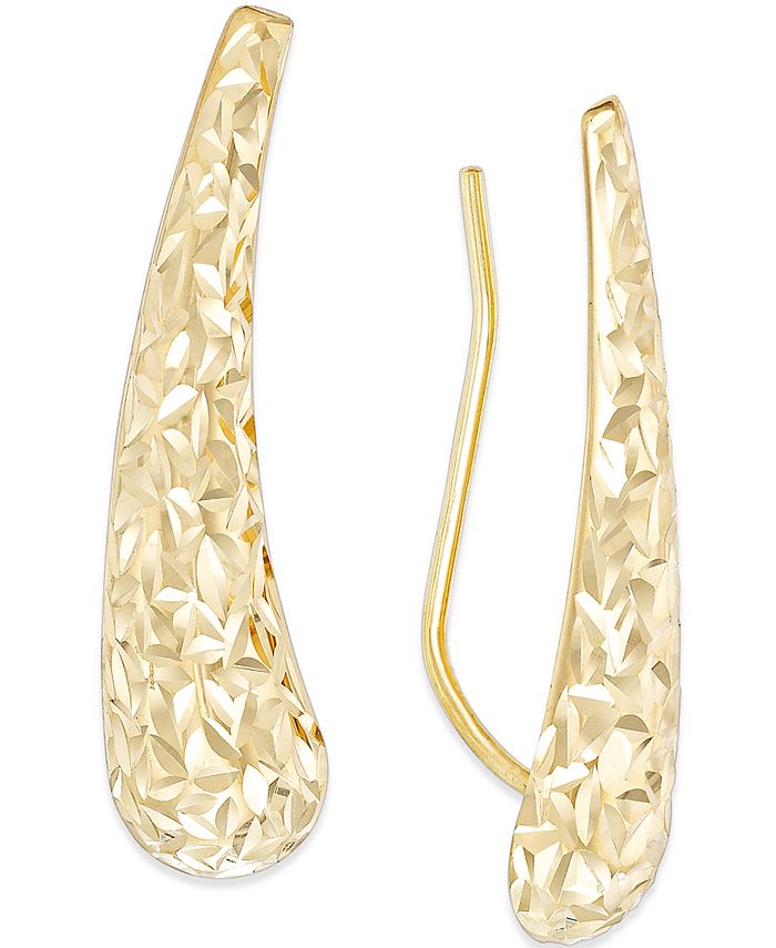Italian Gold Textured Curved Ear Crawler Earrings in 14k Gold Macy s