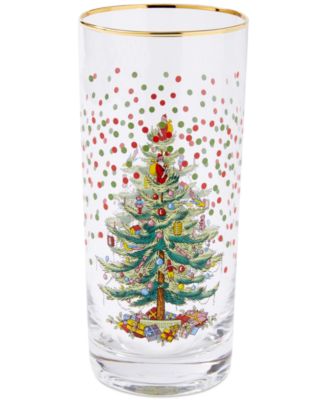 Christmas Tree Polka Dot Highball Glasses, Set of 4