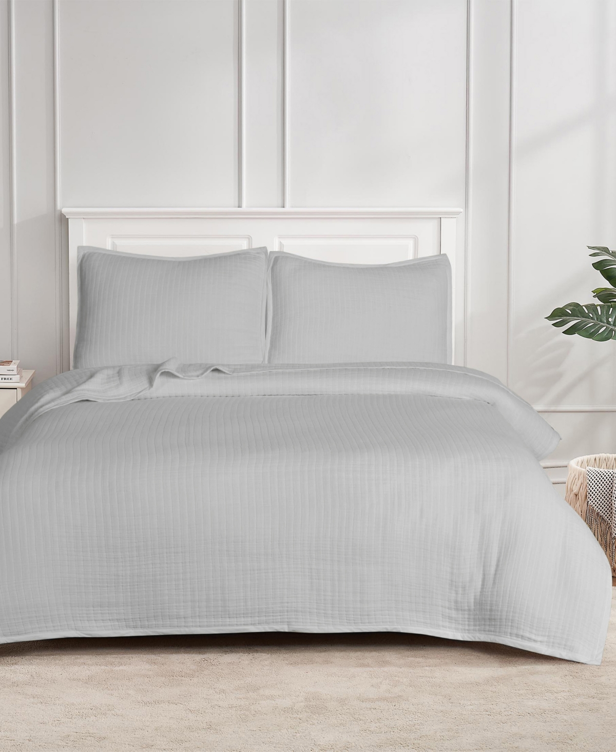 Melange Cotton Gauze Blanket, Full/queen In Grey