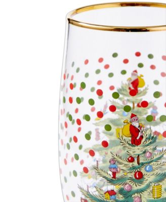 Christmas Tree Polka Dot Champagne Flutes, Set of 4