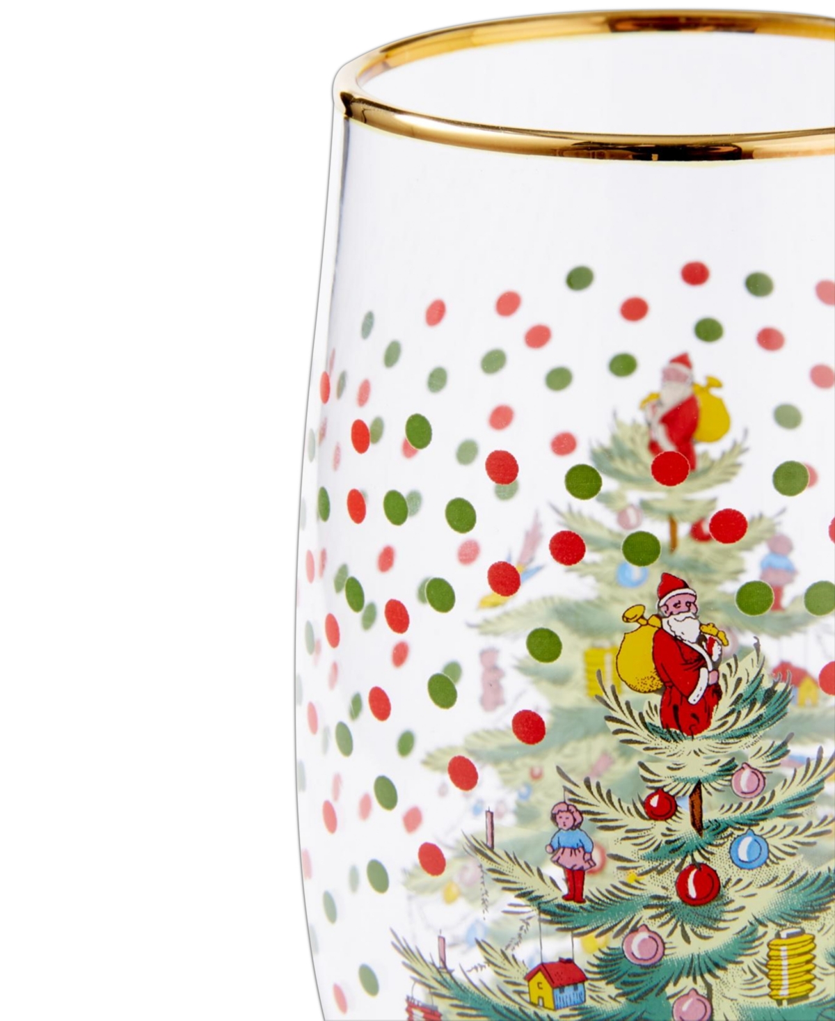 SPODE CHRISTMAS TREE POLKA DOT CHAMPAGNE FLUTES, SET OF 4 