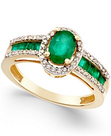 Emerald (1-3/4 ct. t.w.) and Diamond (1/4 ct. t.w.) Ring in 14k Gold (Also in Sapphire)