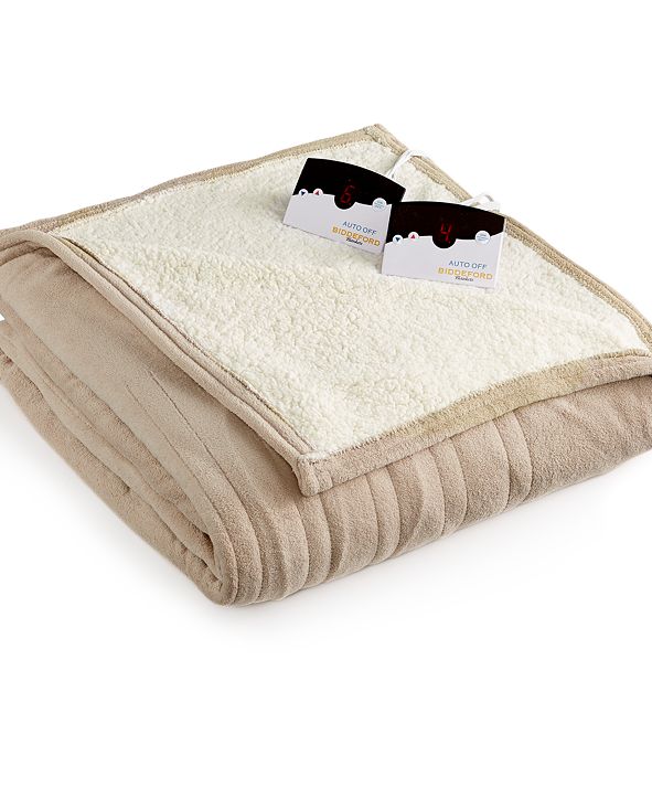Biddeford Microplush Reverse Faux Sherpa Electric Twin Blanket