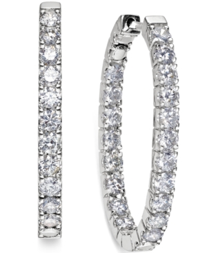 image of In-and-Out Diamond Hoop Earrings (3 ct. t.w.) in 14k White Gold