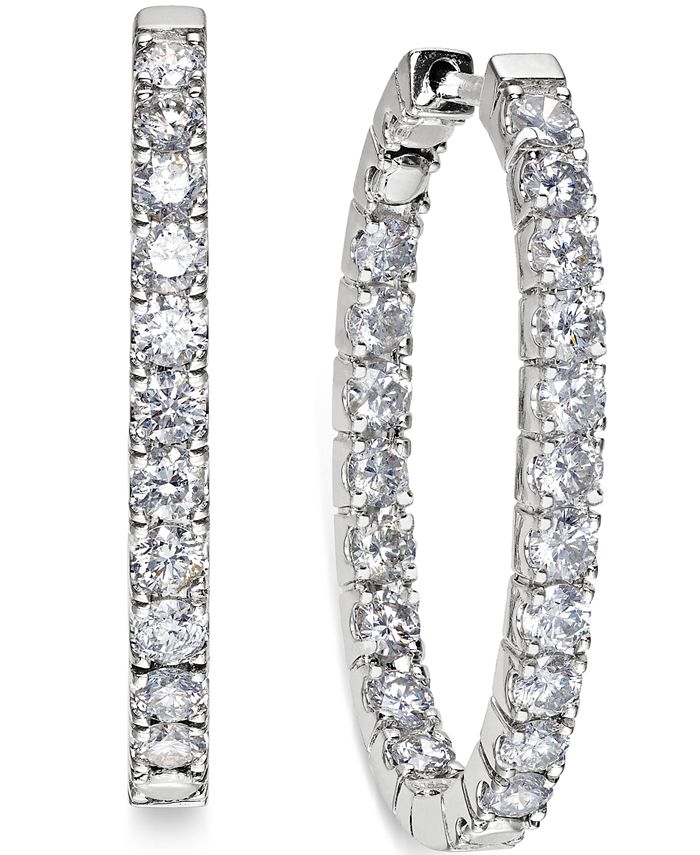 Macy's InandOut Diamond Hoop Earrings (3 ct. t.w.) in 14k White Gold