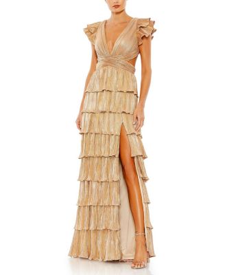 Women's Ieena Ruffle Tiered Criss Cross Lace Up Gown
