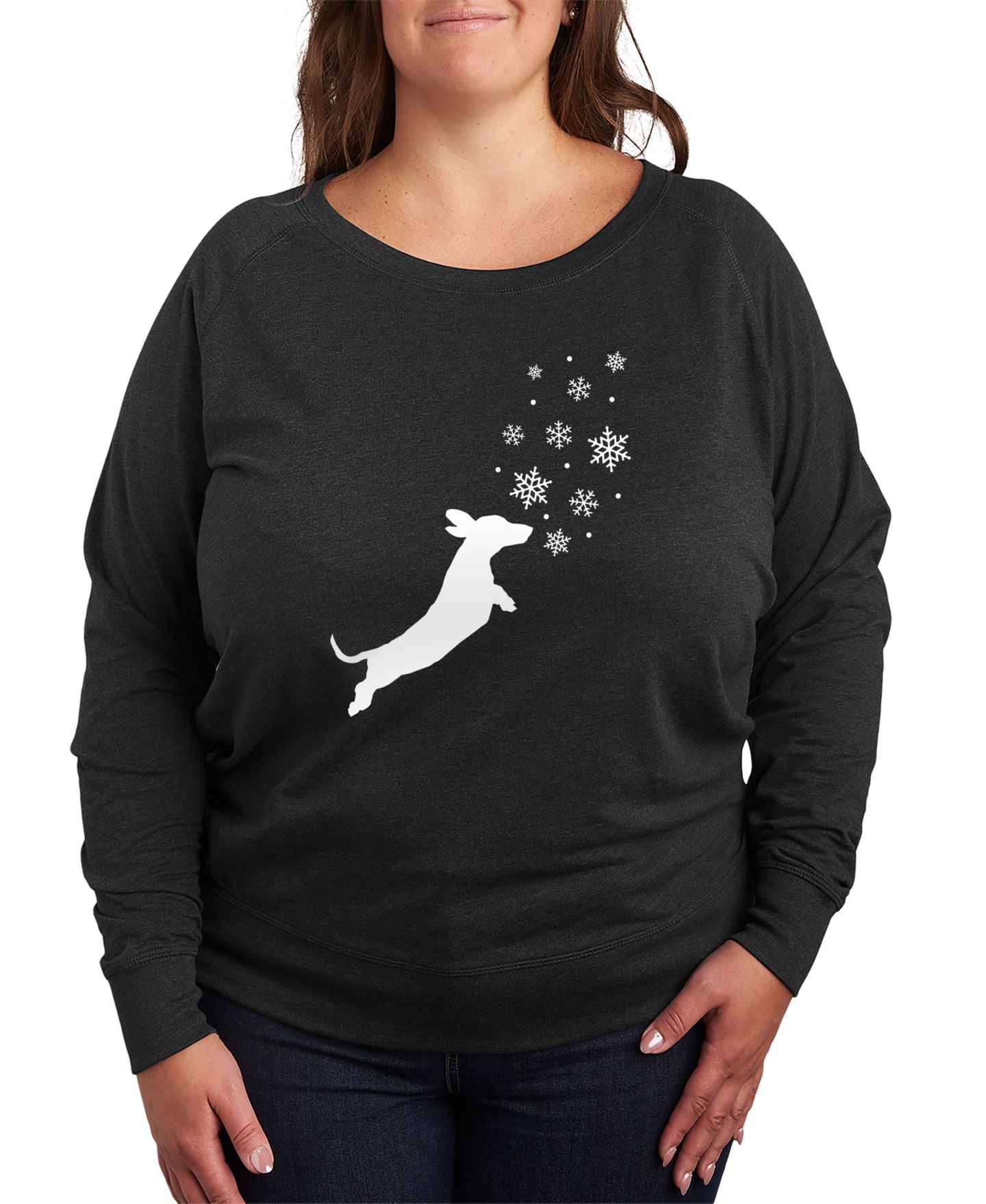 Женский свитер Hybrid Apparel Dachshund Snow Plus Size Graphic Pullover, цвет: Серый — фото 1