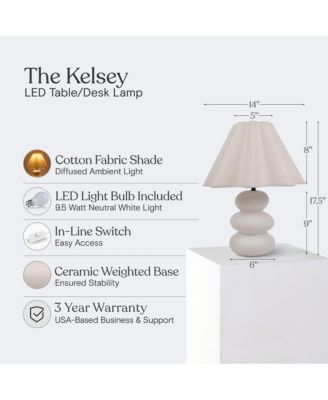 Kelsey 17.5" LED Bohemian Table Lamp with Ceramic Base