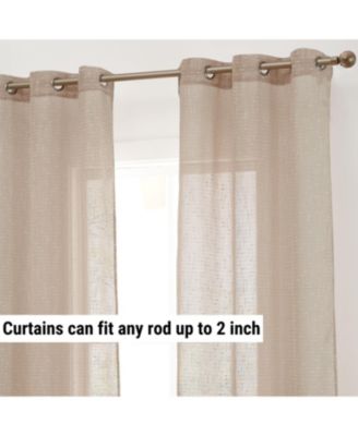 Emily Faux Linen Semi Sheer Light Filtering Transparent Grommet Lightweight Window Curtains Drapery Panels, 2 Panels