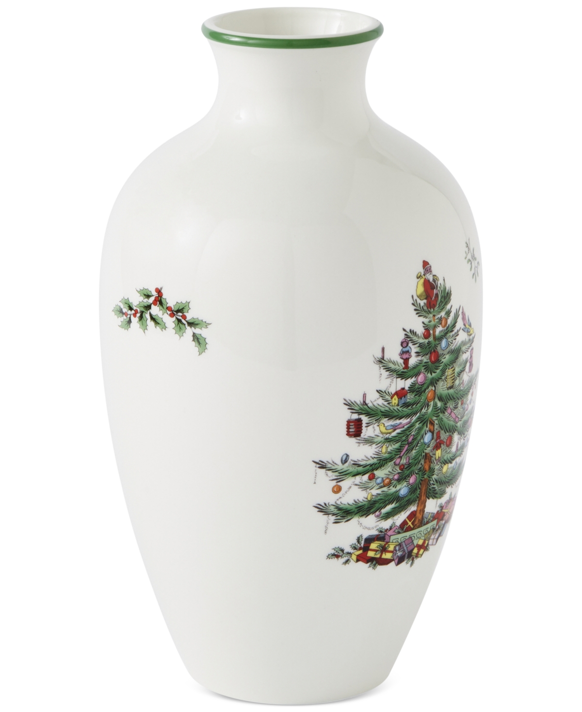 Spode Christmas Tree Posy Vase, 10" In Green
