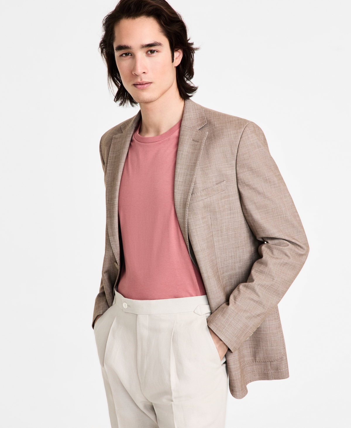 Shop Calvin Klein Men's Slim-fit Sport Coat In Tan