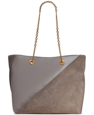 Setauket Leather & Suede Tote with Chain Strap