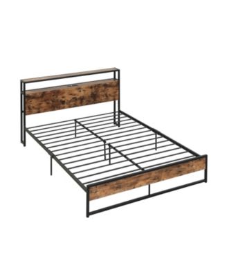 Queen Bed Frame with 2-Tier Storage Headboard and Charging Station - Full/Queen