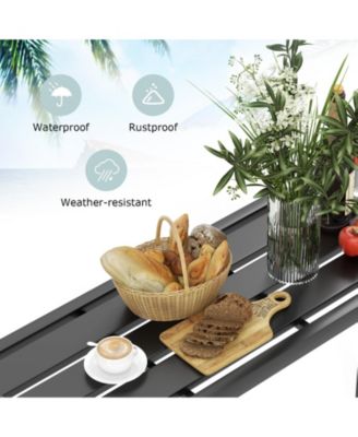 48 Inch Outdoor Bar Table with Waterproof Top and Heavy-duty Metal Frame