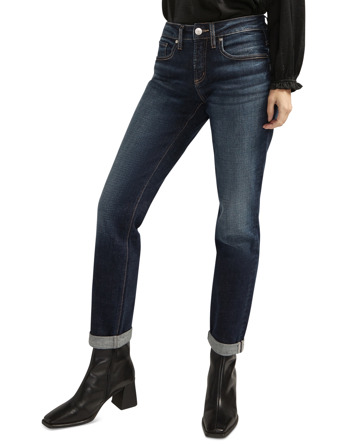 Silver Jeans Co. Women's Mid-Rise Slim-Leg Boyfriend Jeans