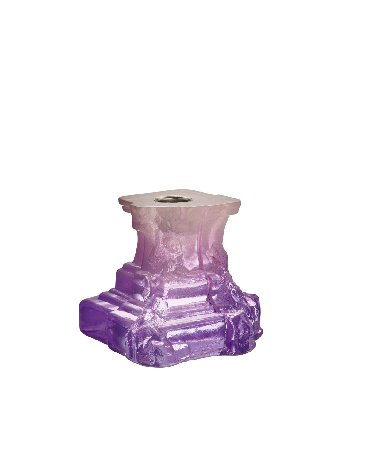 Kosta Boda Rocky Baroque Kryptonite Small Candlestick, 3.7" In Purple