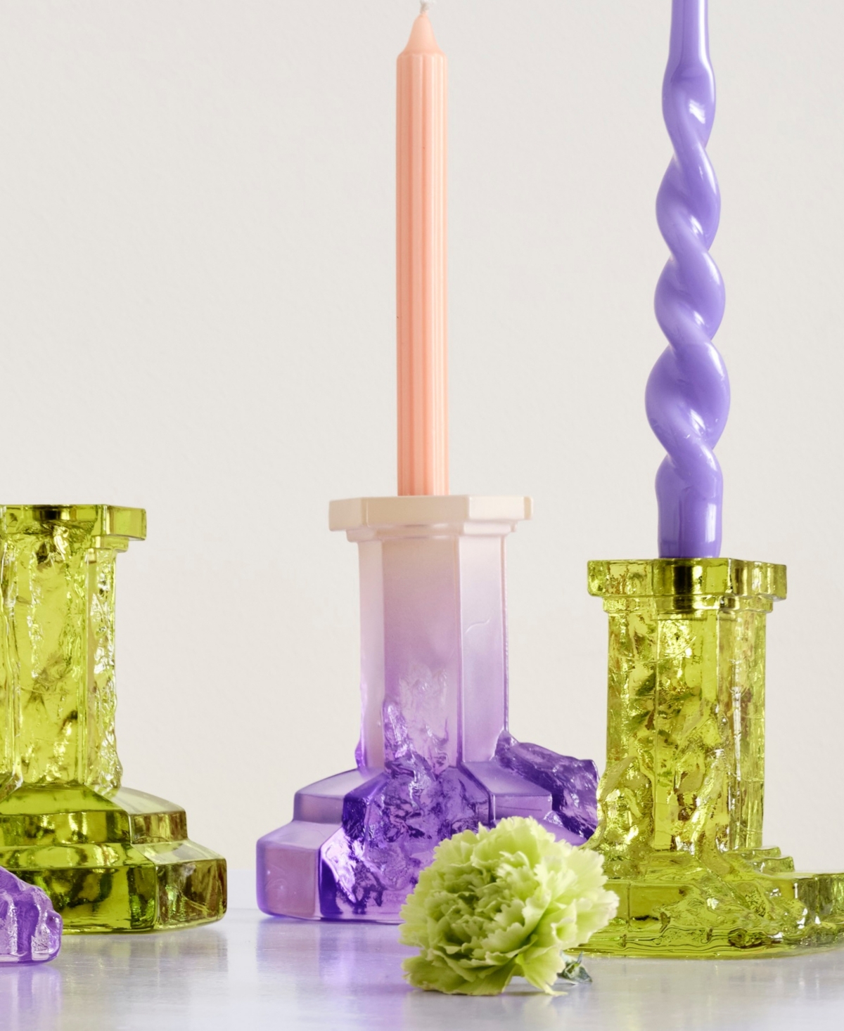 Kosta Boda Rocky Baroque Lilac Candlesticks