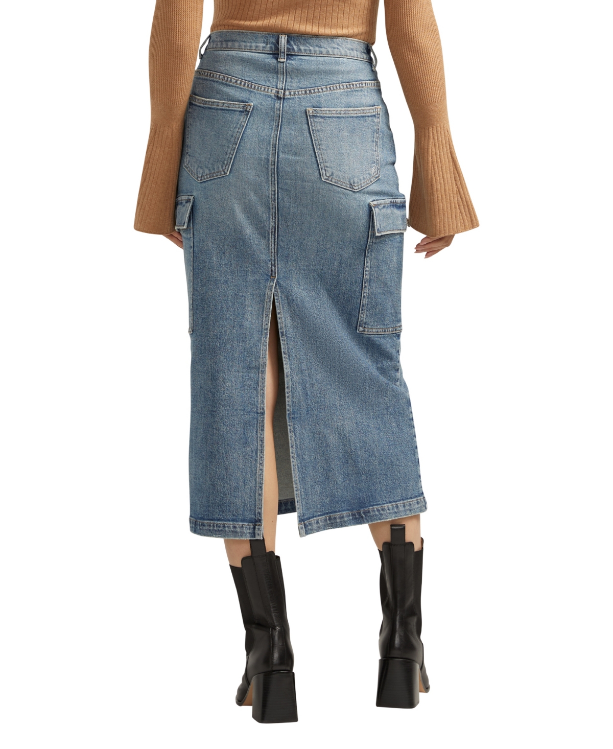 Shop Silver Jeans Co. Women's Cargo High Rise Jean Skirt In Indigo