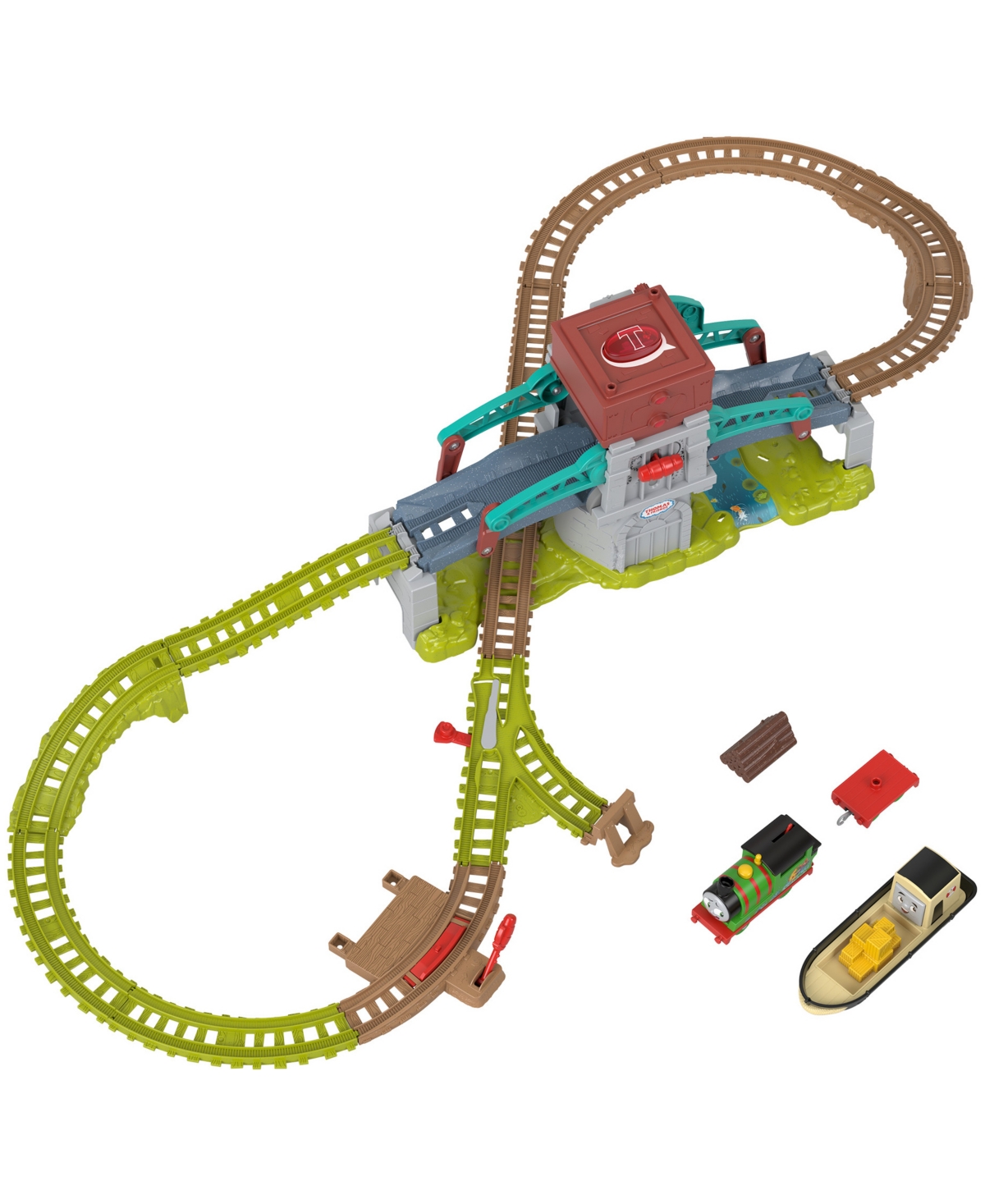 THOMAS & FRIENDS THOMAS FRIENDS TALKING BULSTRODE WHICH-WAY BRIDGE TOY TRAIN SET WITH SOUNDS PERCY ENGINE 