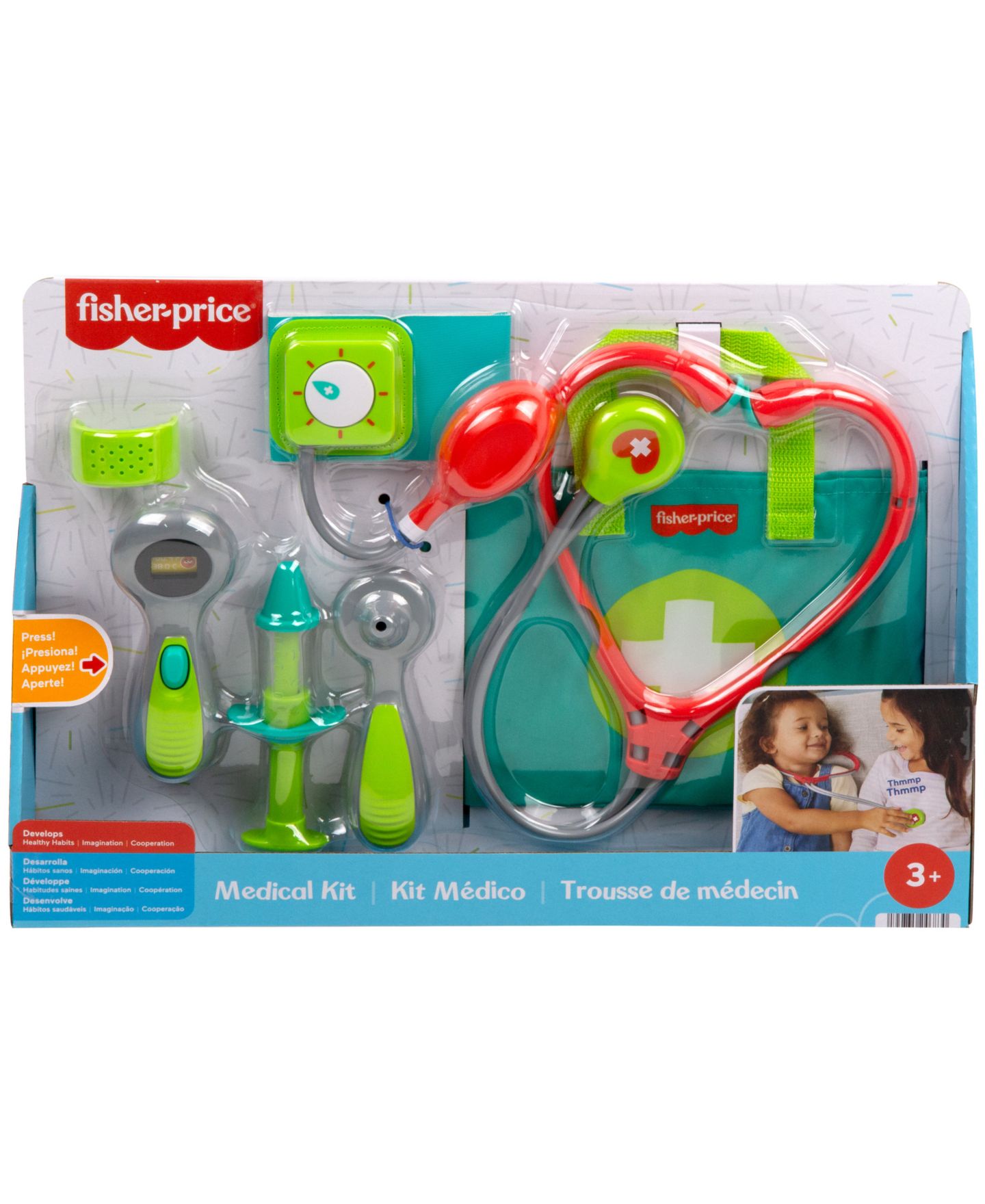 Детские игрушки Fisher Price Fisher-Price Doctor Medical Kit 7-Piece Playset, Ages 3+ — фото 5